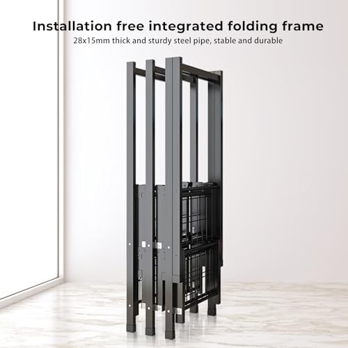 Beauenty Portable Folding Wardrobe Closet with Fabric Cover, Heavy Duty Portable Wardrobe Closet with Shelves & Hanging Rail, Wardrobe Storage for Bedroom, One Piece Folding Design, Strong & Stable