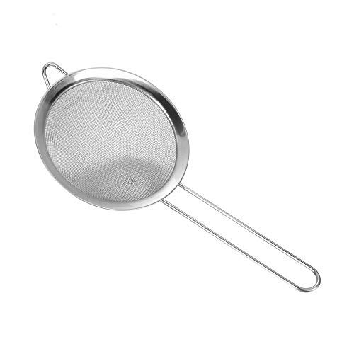 7.9 inch Mesh Kitchen Sifter Set- Premium Stainless Steel Fine Mesh Strainers Sieve,Colanders and Sieve with Long Handle for Tea Pasta Rice Fruits Vegetable