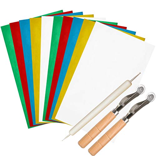 WOWOSS 10 Pieces Transfer Paper with Embossing Stylus, Needle Point Tracing Wheel, 9" x 5.5" Carbon Tracing Paper, Transfer Pattern on Aida Cloth, Canvas, Wood for Home Sewing Embroidery Paint Kit - Thumbnail 7