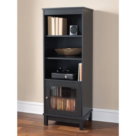 Mainstay Media Storage Bookcase Tower Multimedia Organizer Shelf Cabinet (2-Shelf with Drawer)