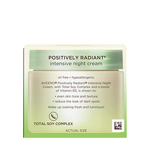 AVEENO POSITIVELY RADIANT INTENSIVE MOISTURIZING NIGHT CREAM WITH TOTAL SOY COMPLEX & VITAMIN B3, OIL-FREE, NON-GREASY, HYPOALLERGENIC & NON-COMEDOGENIC, 1.7 OZ