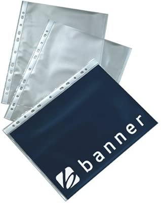 Banner Pack Of 100 A4 Transparent Punched Pockets These Pockets