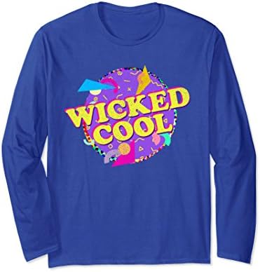 Unisex Wicked Cool Retro Vintage Style 90s Long Sleeve T Shirt Large Royal Blue