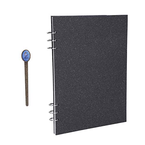 Hard Cover  Loose   Leaf  Travel Journal 60 Sheets Unlined Notepad Refillable Notebook 6 Ring Bound Sketch Book  A4  Blank Scrapbook Planner for Drawing, Take Note, Writing, 11.4" x 7.7"