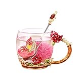 Tea Cup Coffee Mug Cups, 2018 Handmade Butterfly Rose,13 oz (Red Rose) Ideal for Friend Wedding Anniversary Birthday Presents