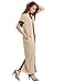 Verdusa Women's Summer Short Sleeve Color Block Pocket Shift Long Maxi Dress