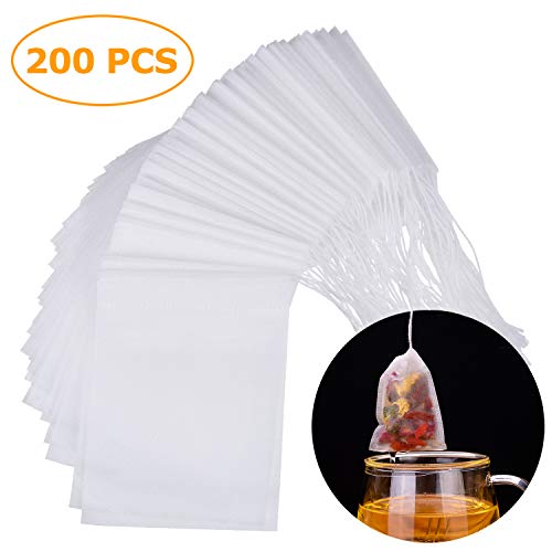 VANCOOL Corn Fiber Tea Filter Bags for Loose Tea and Herb, Disposable Tea Infuser Bags with Cotton D