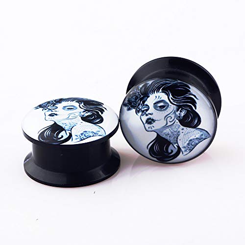 TIANCI FBYJS 5 Pairs Ear Gauge Plugs Black Acrylic Screw Fit Ear Plug Flesh Tunnel Body Piercing Jewelry (8mm=0g)