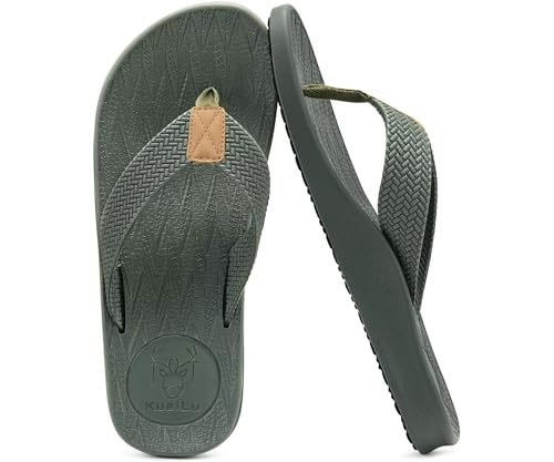 KuaiLu Mens Flip Flops Arch Support Sandals