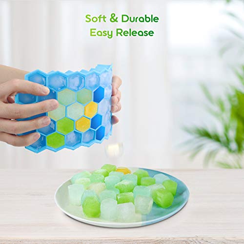 Eiswürfelform Silikon Eiswürfel Form 4er Pack 37-Fach mit Deckel ice cube tray BPA-freie Eiswürfelbehälter für Bier… – Bild 4