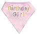 Embroidered Cute Dog Pet Cat Birthday Bandana for Girl Cats Female Dogs, 100% Cotton, Pink