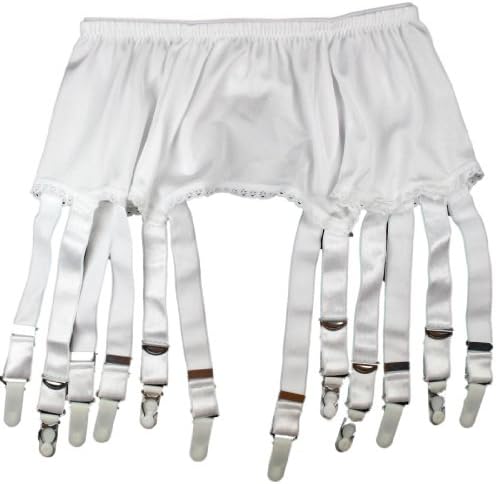 Nancies Womens Plain Panel 12 Garter Belt (M, White)