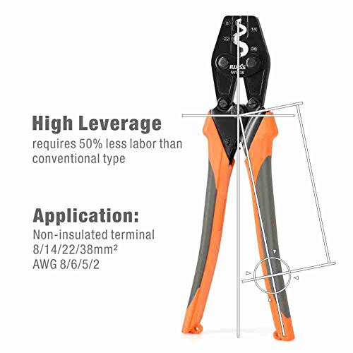 IWISS Crimper for AWG 8-2 Works for Non-Insulated