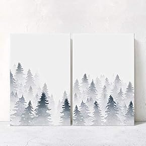 signwin 2 Panel Canvas Wall Art Pine Tree...