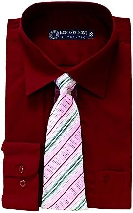Jacques Valmont - Boy's Long Sleeve Shirt with Tie - Maroon (Size 18)