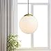 Light Society Zeno Globe Pendant, Matte White with Brass Finish, Contemporary Mid Century Modern Style Lighting Fixture (LS-C175-BRS-MLK)