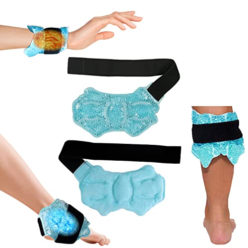 Ice Packs for Injuries Reusable, Ankle/sport Foot Ice Therapy Wrap, Hot Cold Ice Gel Pack with Adjustable Brace for Sprained Ankles, Plantar Fasciitis, and Swelling Feet, Microwaveable, Freezable
