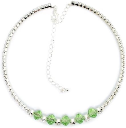 LOVELIESTDREAMS Rhinestone and Green Swarovski Crystal 13" to 16" Necklace Choker