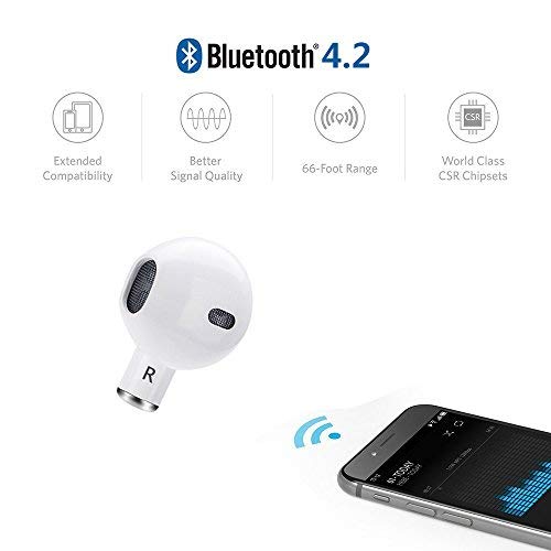 Auricolare Mini Bluetooth 4.2 Wireless Auricolare Invisibile, In-Ear Bluetooth con Microfono HD Cuffie Bluetooth Senza Fili con USB Caricabatterie per iPhone, Samsung, Huawei ed Altri Smartphone solamente 1 pezzi