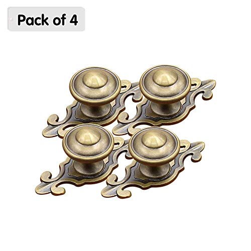Lvcky 4Pcs European Cabinet Knobs with Backplates Simple Furniture Drawer Knob Pulls Office Bronze