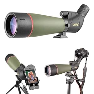 Gosky Updated 20-60×80 Spotting Scope with Tripod, Carrying Bag – BAK4 Angled Scope for Target Shooting Hunting Bird…