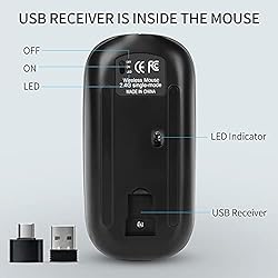 LED Wireless Mouse Rechargeable Slim Silent Mouse