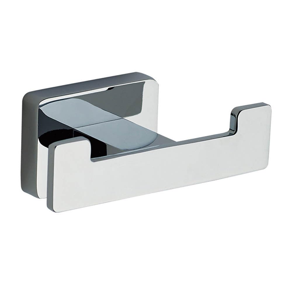Kibath 496423 SE Design Bathroom Hanger Made of Stainless Steel and Shiny Chrome Finish, with Square Shapes. Placement: with Screws