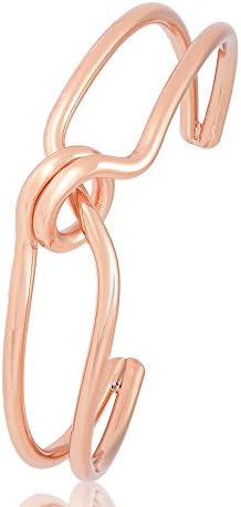 Shijun Fashion 18K Gold Double Wire Knot Bangle Bracelets For Women Girls Teen (rose gold)