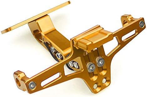 Motorcycle License Plate Bracket Plate Fender Eliminator Kit License Plate Holder Mount Tail with LED Light for Kawasaki Yamaha Suzuki BMW Ducati Aprilia(Gold)