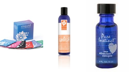 Bundle - Sliquid Naturals Lube Cube, Sliquid Splash in Mango Passion & Pure Instinct Pheromone Infused Perfume Oil