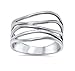 CloseoutWarehouse 925 Sterling Silver Crooked Lines Filigree Ring (Comes in Colors)
