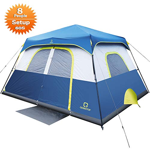 QT QOMOTOP 8 Person Instant Cabin Tent, 60 Seconds Easy Set Up, Tents for Camping Waterproof，Provide Top Rainfly, Caming Tent Advanced Venting Design