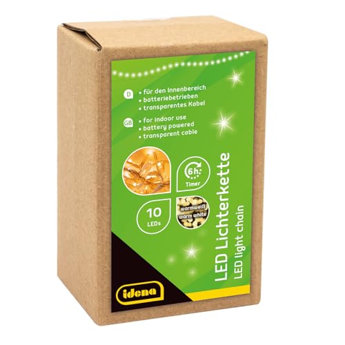 Idena LED Fairy Lights for Indoor Use Battery Operated Warm White Pack of 10