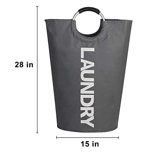 MEMX Laundry Basket, 82L Laundry Hamper - Durable Handles Collapsible Fabric Laundry Bag, Waterproof Portable Washing Bin Folding Clothes Bag, Storage Basket for Dorm Room Bathroom College(Dark Grey)