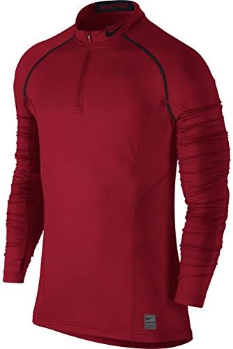 New Nike Men's Pro Hyperwarm Dri-FIT Fitted 1/4-Zip Mock Shirt Gym Red/Black/Black X-Large