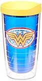 Tervis 1084014 Wonder Woman Tumbler with Emblem and Yellow Lid 16oz, Blue