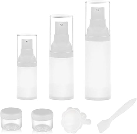 Download Amazon Com Empty Airless Pump Container Cosmetic Dispenser Bottles Carry Matte Lotion Bottle 15ml 20ml 30ml 3pcs Lot With 1 Funnel 2 Empty Clear Plastic Jar And 1 Spatula Kitchen Dining
