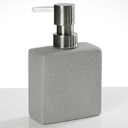 Soap Dispenser Ceramic Grey Rough (Sandstone) 8.5 x 4.5 cm Height 14 cm