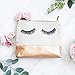 Eyelashes Gold Leather Makeup Bag | Large Chic Make-Up Organizer Travel Toiletry Accessories Pencil Case Cosmetic Clutch Bridesmaid Gift for Her Hand Drawn