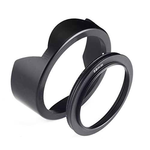 Reversible Tulip Flower Lens Hood for Canon Nikon Sony DSLR + Center Pinch Lens Cap with Cap Keeper Leash + Premium Microfiber Lens Cleaning Cloth Set (77mm)