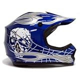TMS Youth Kids Blue/silver Skull Dirt Bike Motocross Helmet Mx (Medium)