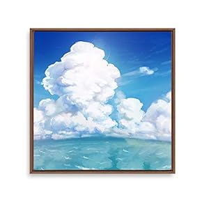 Framed Canvas Wall Art Blue Sky and Sea Canvas Prints Home Artwork Decoration for Living Room,Bedroom - 16x16 inches