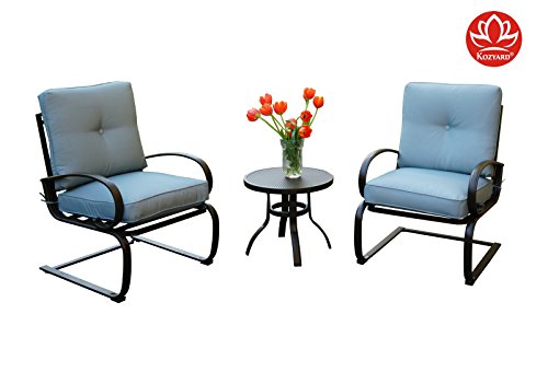 Kozyard Susan 3 PCs Patio Bistro Set Outdoor Furniture for Patio, Garden, and Yard with Cushione ...