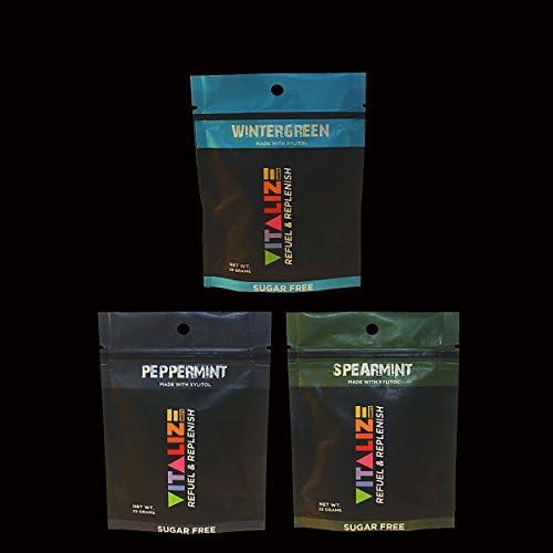 Vitalize Mints (3 pack) Mint Variety Pack- Sugar Free Xylitol Candy Mints. Vegan, Diabetic Friendly, & Electrolytes (Peppermint, Wintergreen, Spearmint)