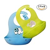 Silicone Baby Bibs- 2 Pack Baby Bibs for Boys and Girls