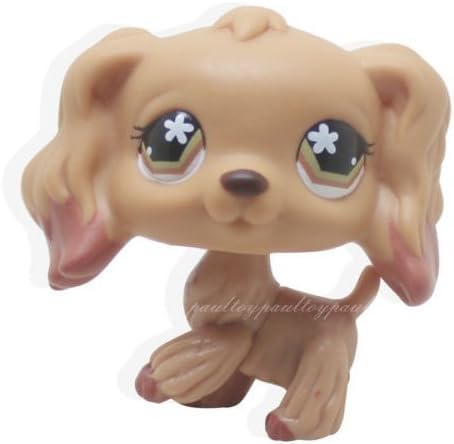 Pet Shops Rare Littlest Brown Cocker Spaniel Dog Flower Eyes Animal LPS #716