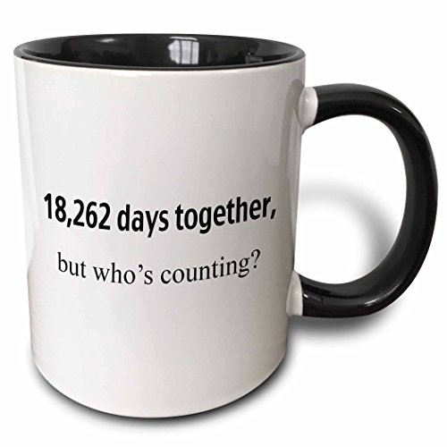 3dRose 112217_4 18,262 Days Together, But Whos Counting Two Tone Black Mug 11 oz White