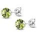 Gem Stone King 925 Sterling Silver Green Peridot Earrings | 1.00 Cttw | Gemstone Birthstone | 5MM Round Stud Earrings For Women Men