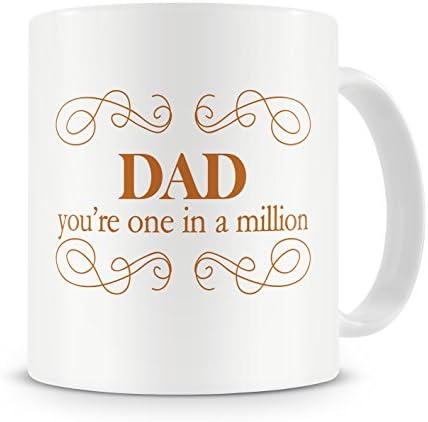 “Dad, You’re One In A Million” Mug – Birthday / Fathers Day Mug Gift / Present For Dad / Daddy – From Son / From Daughter – Cool / Trendy / Unique / Modern Style Mug Gift / Present For Dad – Gift Idea (Gold)