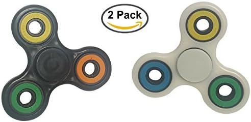 SD Emporium - MULTIPACK Spinning Fidget Toy, Pack of 2! || Standard Spinner with Si3N4 Hybrid Ceramic Bearing and Colored Outer Bearings || BONUS: Caps for Table Spinning!